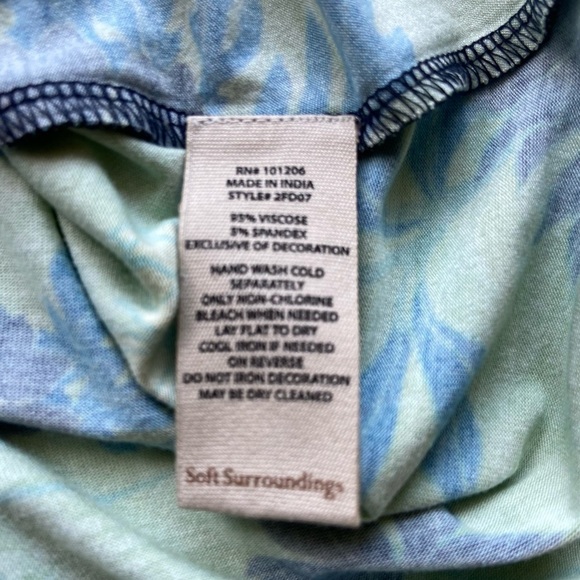 Soft Surroundings Tunic Top Sz M Embroidered Beaded Green Blue Boho Colorful - Picture 5 of 9